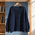 Men's Cable Knit Cardigan | Cotton Blend, Five Button Front, Oversized Fit product photo 4