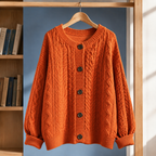 Men's Cable Knit Cardigan | Cotton Blend, Five Button Front, Oversized Fit product photo 5