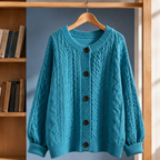 Men's Cable Knit Cardigan | Cotton Blend, Five Button Front, Oversized Fit product photo 6