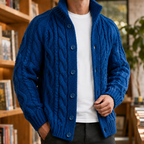 Men's Cable Knit Sweater | Button Front Tall Collar, Multiple Colors, Everyday Layering product photo 1
