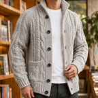 Men's Cable Knit Sweater | Button Front Tall Collar, Multiple Colors, Everyday Layering product photo 3