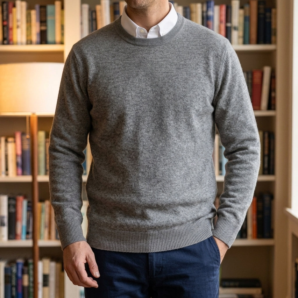 Men's Cashmere Blend Sweater | Lightweight Ribbed Knit, Multiple Colors, Everyday Layering product photo 2
