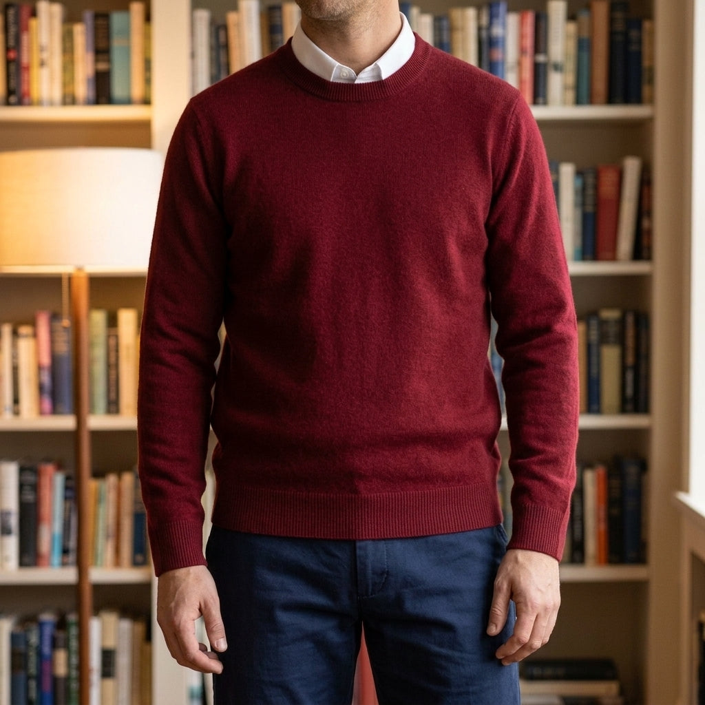 Men's Cashmere Blend Sweater | Lightweight Ribbed Knit, Multiple Colors, Everyday Layering product photo 3