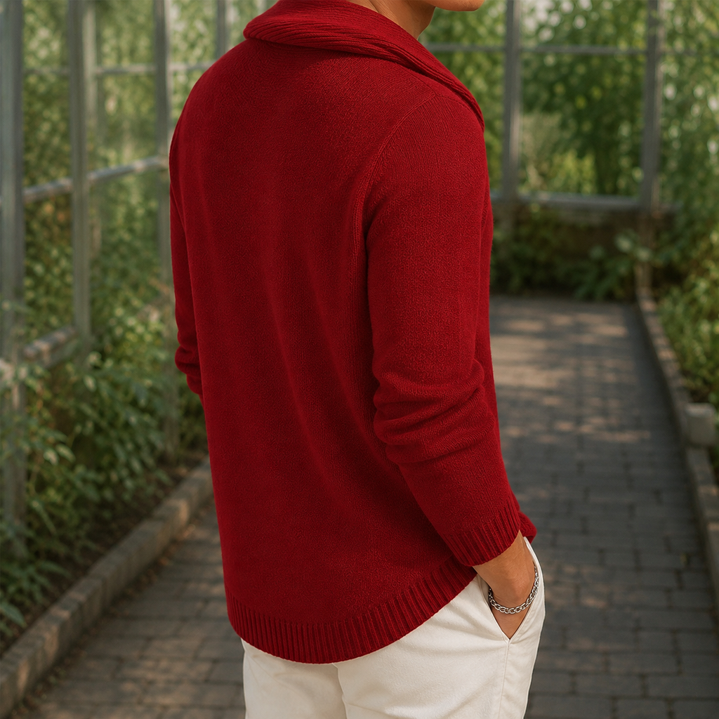 Men's Cowl Neck Sweater | Lightweight Draped Knit, Relaxed Fit, Everyday Layering product photo 2