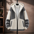 Men's Fleece Lined Hooded Jacket | Colorblock Zip Front, Gray or Blue product photo 0