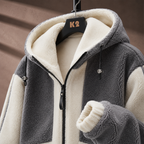 Men's Fleece Lined Hooded Jacket | Colorblock Zip Front, Gray or Blue product photo 1