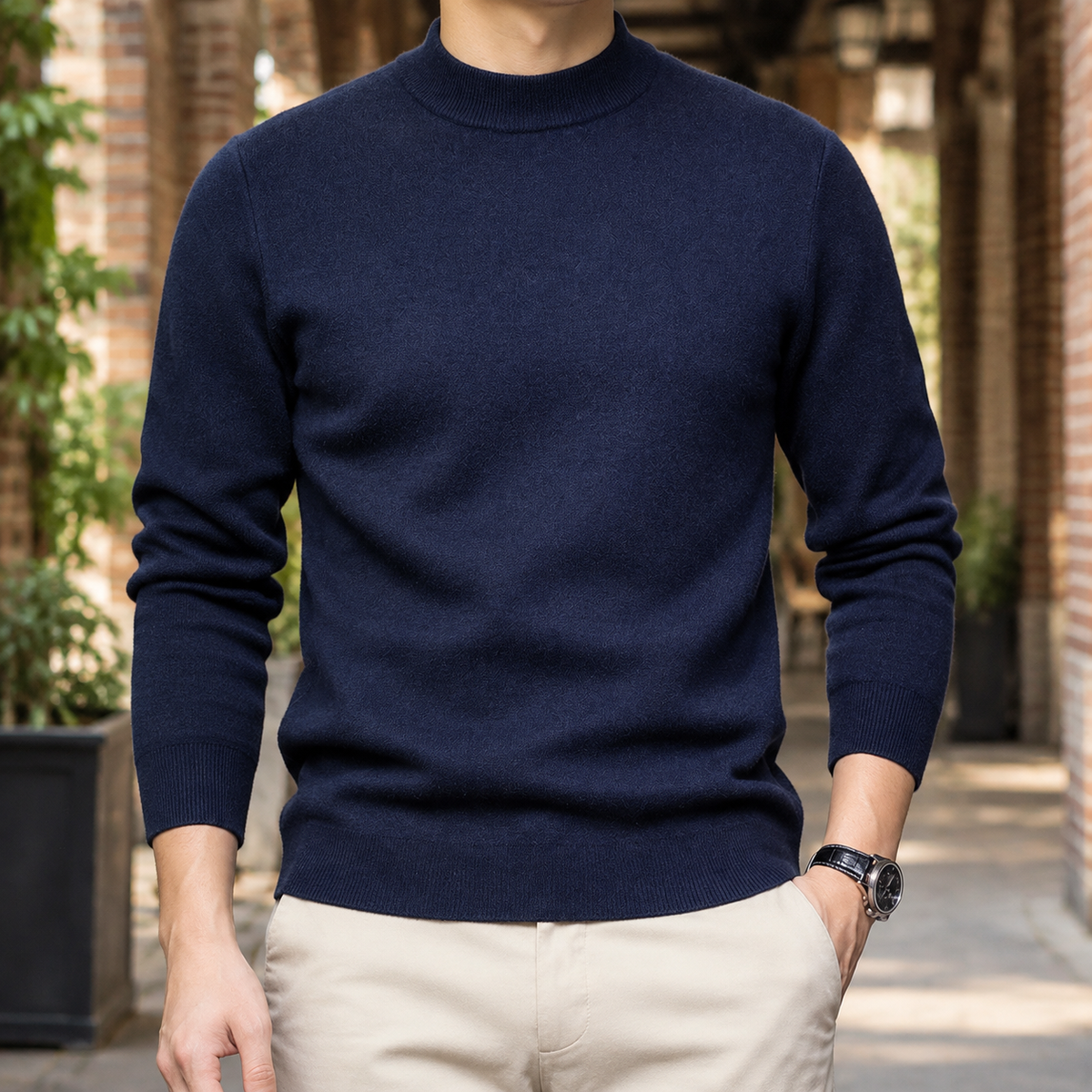 Men's Fleece Lined Mock Neck Sweater | Wool Blend Knit, Warm Everyday Layer product photo 1