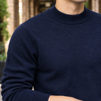 Men's Fleece Lined Mock Neck Sweater | Wool Blend Knit, Warm Everyday Layer product photo 2