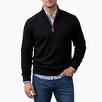 Men's Half Zip Sweater | Stand Collar Ribbed Knit, Multiple Colors, Everyday Layering product photo 3