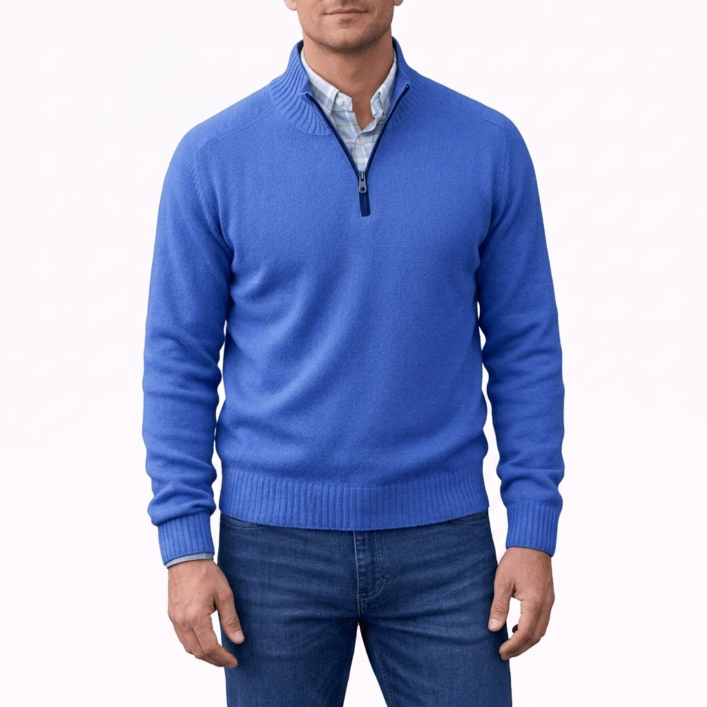 Men's Half Zip Sweater | Stand Collar Ribbed Knit, Multiple Colors, Everyday Layering product photo 5