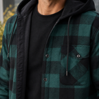 Men's Hooded Denim Jacket | Checked Lined Button Front, Multiple Colors, Everyday Outerwear product photo 1