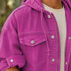 Men's Hooded Denim Jacket | Cropped Snap Front, Multiple Colors, Everyday Outerwear product photo 1