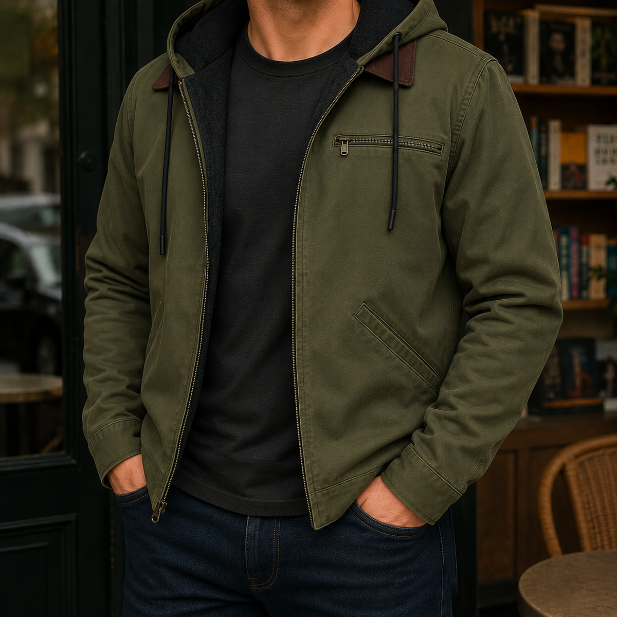 Men's Hooded Jacket | Plush Lined Zip Front, Multiple Colors, Everyday Outerwear product photo 3