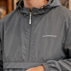 Men's Hooded Pullover Jacket | Half Zip Woven Layer, Gray, Everyday Outerwear product photo 3