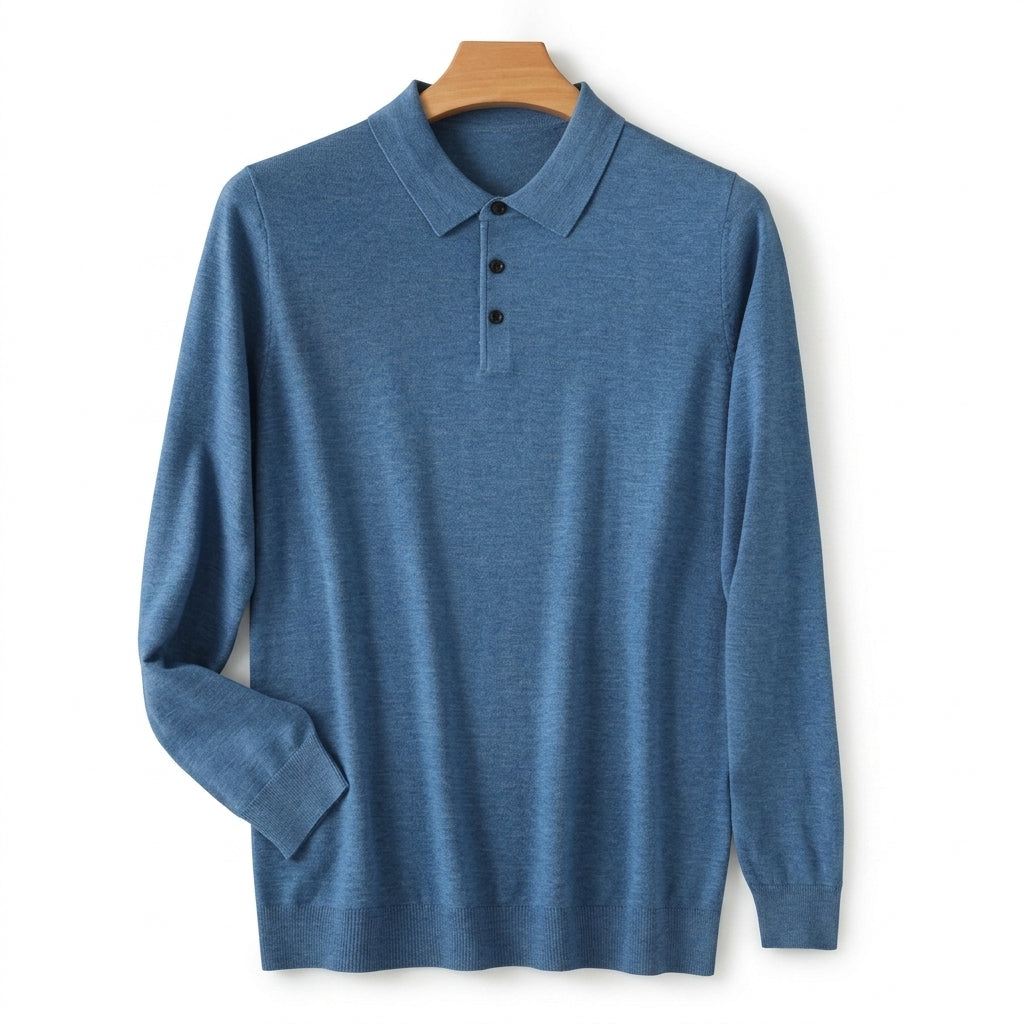 Men's Merino Polo Sweater | Soft Knit Long Sleeve, Multiple Colors, Everyday Layering product photo 3