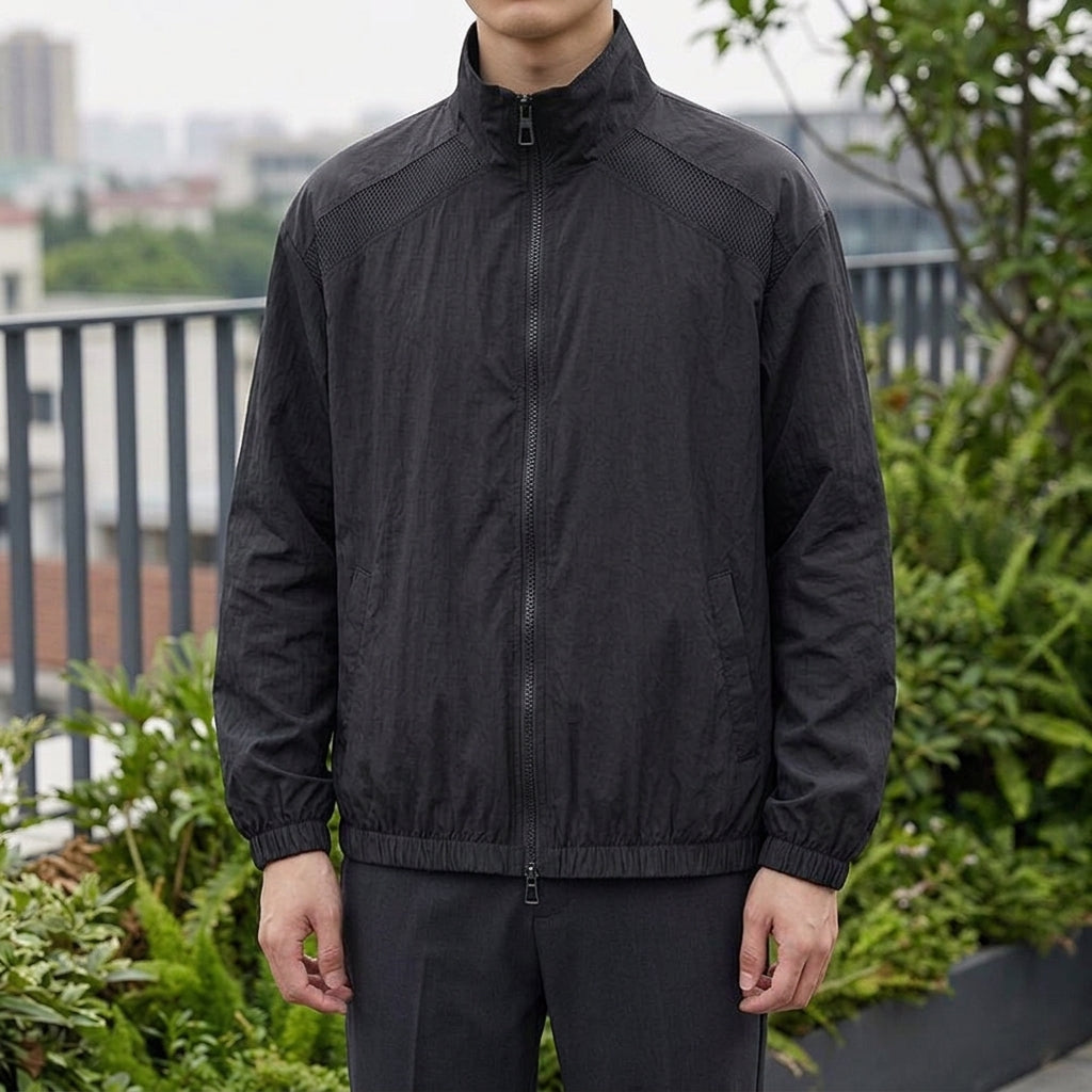 Men's Mesh Panel Jacket | Lightweight Zip Front, Multiple Colors, Everyday Outerwear product photo 2