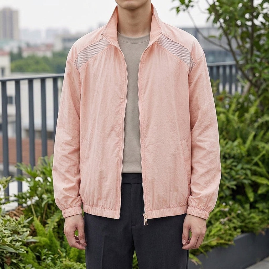 Men's Mesh Panel Jacket | Lightweight Zip Front, Multiple Colors, Everyday Outerwear product photo 3