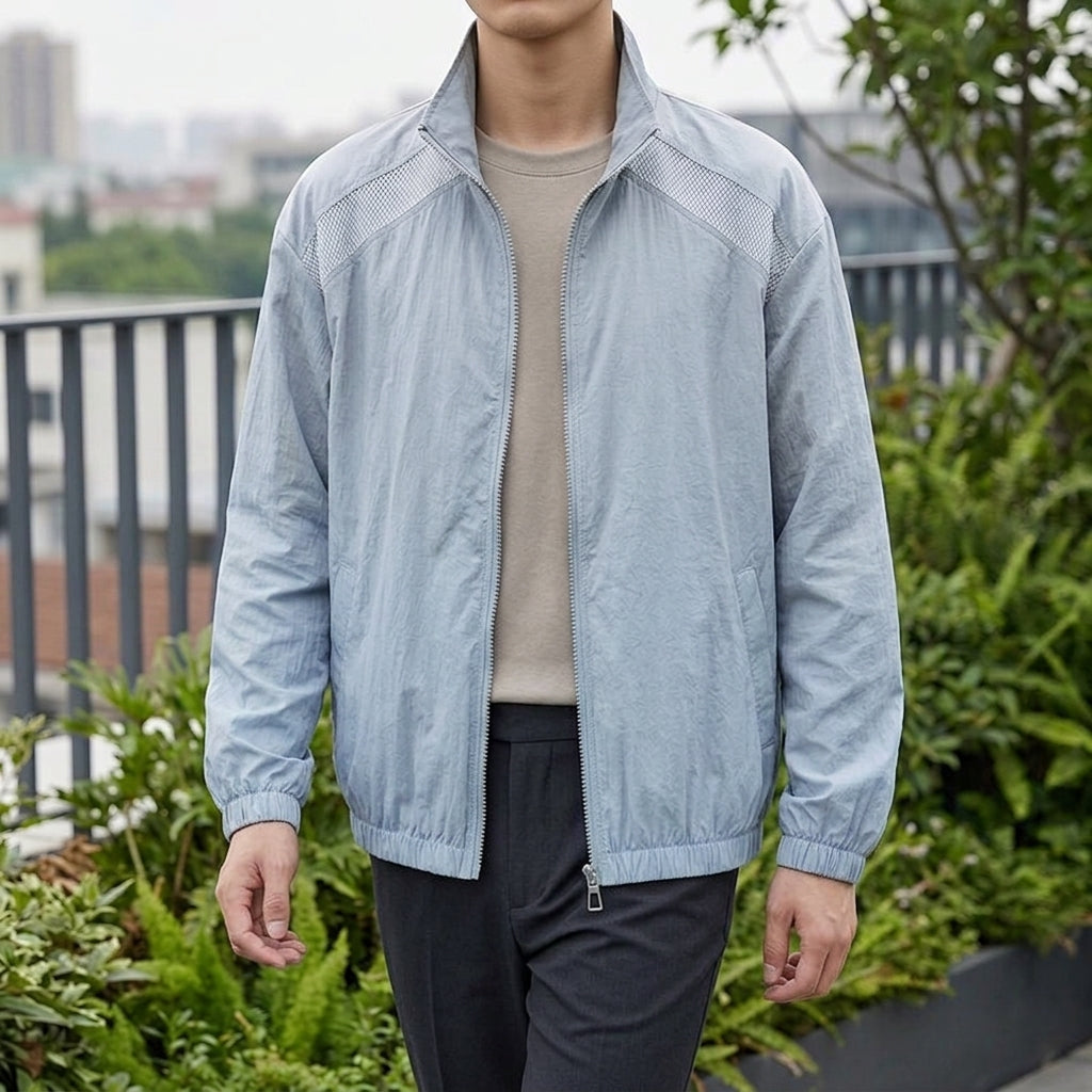 Men's Mesh Panel Jacket | Lightweight Zip Front, Multiple Colors, Everyday Outerwear product photo 4