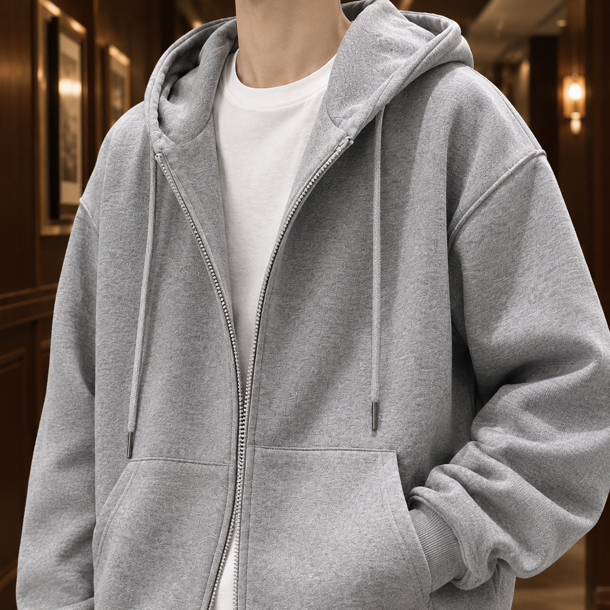 Men's Oversized Zip Hoodie | Full Front Zip, Pouch Pockets, Relaxed Fit product photo 2