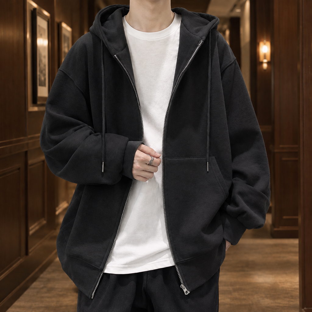Men's Oversized Zip Hoodie | Full Front Zip, Pouch Pockets, Relaxed Fit product photo 3