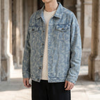 Men's Paisley Denim Jacket | Oversized Four Pocket Layer, Black or Light Blue product photo 1