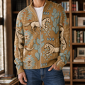 Men's Printed Zip Sweater | Ribbed Stand Collar, Relaxed Bomber Fit product photo 1