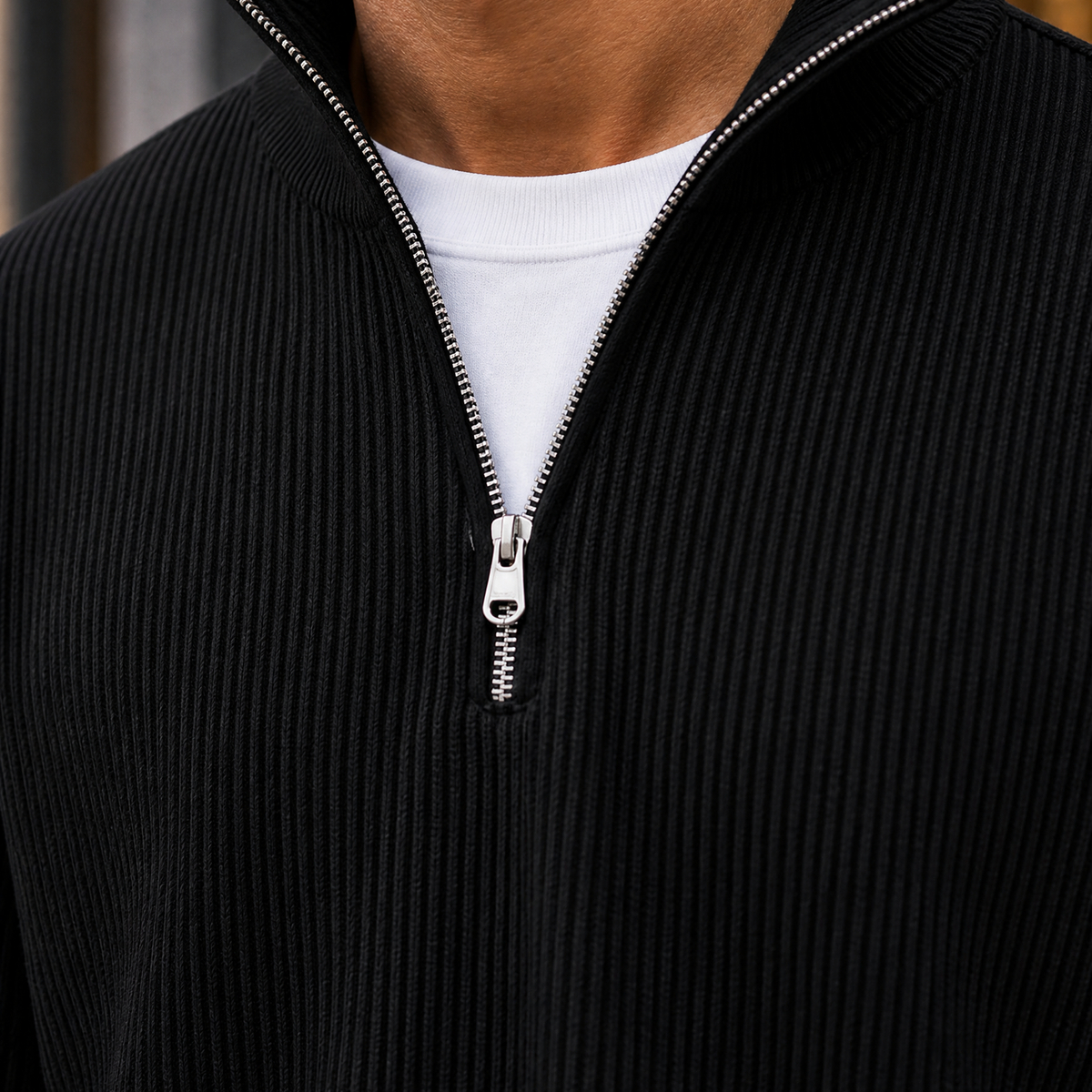 Men's Quarter Zip Pullover | Ribbed Stand Collar, Multiple Colors, Everyday Layering product photo 2