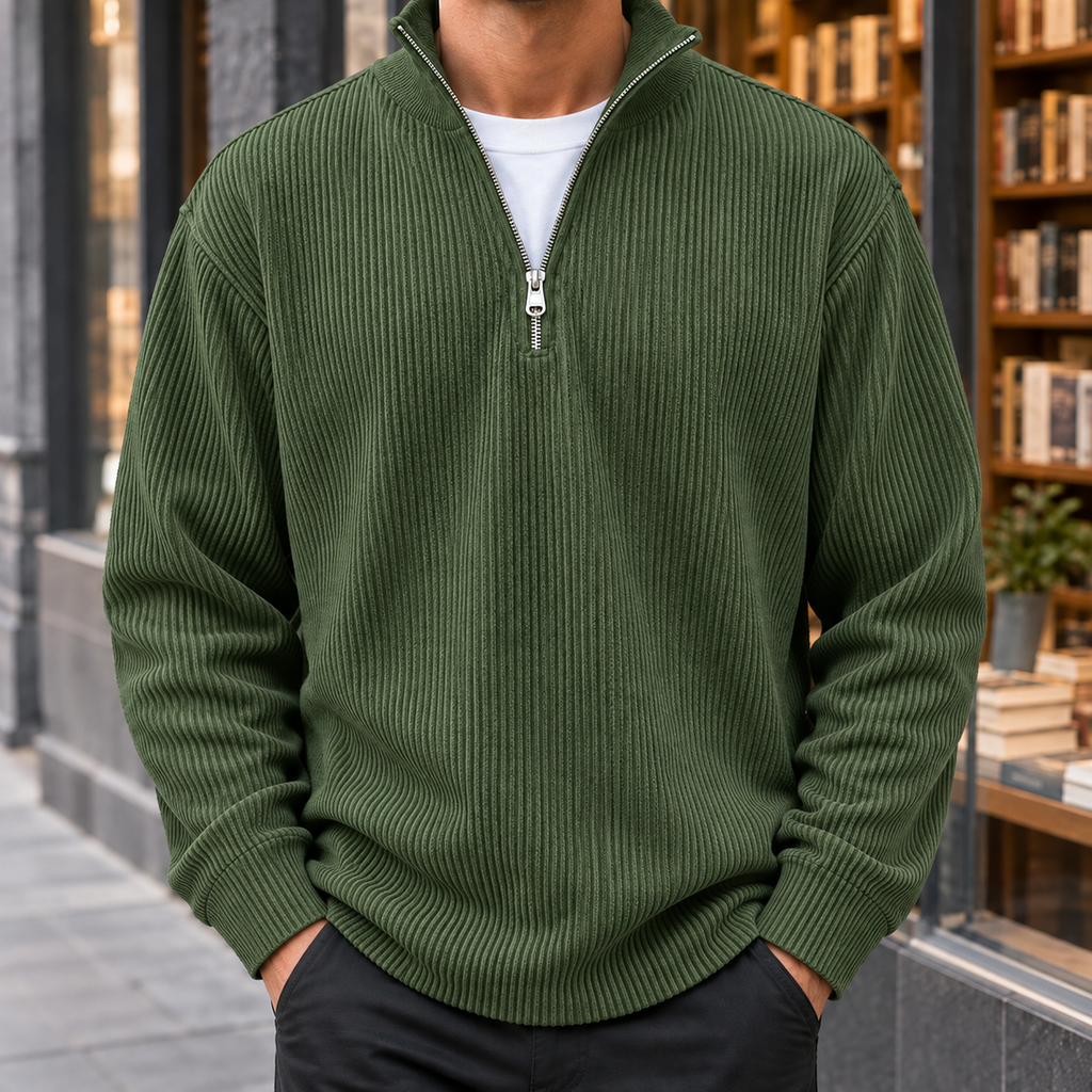 Men's Quarter Zip Pullover | Ribbed Stand Collar, Multiple Colors, Everyday Layering product photo 6