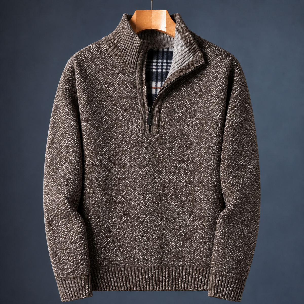 Men's Quarter Zip Sweater | Textured Mock Neck Knit, Multiple Colors, Everyday Layering product photo 4