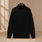 Men's Ribbed Turtleneck Sweater | Linen Blend, Fold Over Neck, Everyday Layer product photo 3