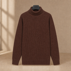 Men's Ribbed Turtleneck Sweater | Linen Blend, Fold Over Neck, Everyday Layer product photo 4