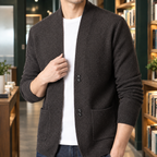Men's Shawl Collar Cardigan | Soft Knit, Button Detail, Patch Pockets product photo 2