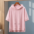 Men's Short Sleeve Hoodie | Cotton Blend Boxy Fit, Multiple Colors, Everyday Layering product photo 2