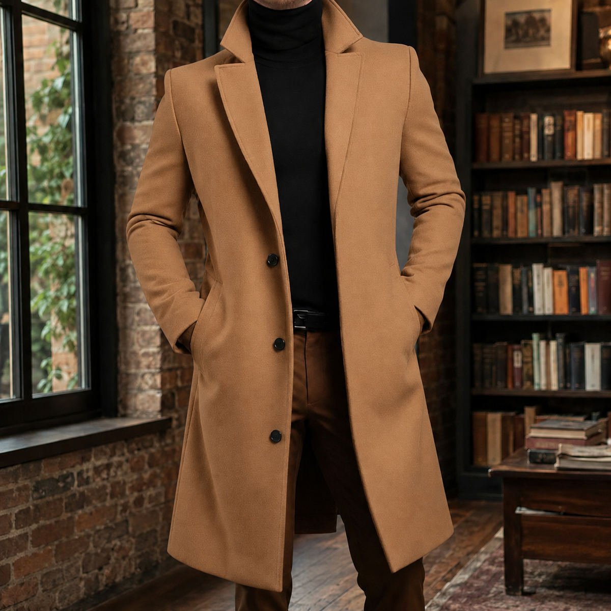 Men's Tailored Overcoat | Knee Length Notch Lapel, Multiple Colors, Everyday Outerwear product photo 3
