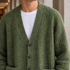 Men's Textured V Neck Cardigan | Five Button Front, Patch Pockets, Relaxed Layering product photo 2