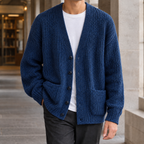 Men's Textured V Neck Cardigan | Five Button Front, Patch Pockets, Relaxed Layering product photo 6