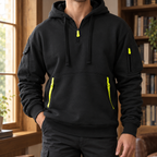 Men's Utility Half Zip Hoodie | Drawcord Hood, Three Pockets, Textured Knit product photo 1