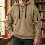 Men's Utility Half Zip Hoodie | Drawcord Hood, Three Pockets, Textured Knit product photo 4