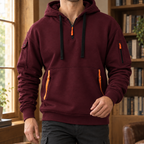 Men's Utility Half Zip Hoodie | Drawcord Hood, Three Pockets, Textured Knit product photo 7