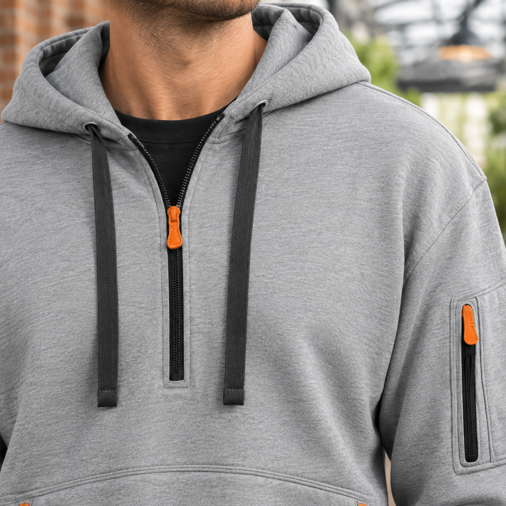 Men's Utility Half Zip Hoodie | Drawcord Hood, Zip Pockets, Everyday Layer product photo 2