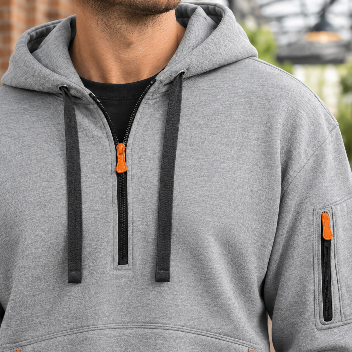 Men's Utility Half Zip Hoodie | Drawcord Hood, Zip Pockets, Everyday Layer product photo 2