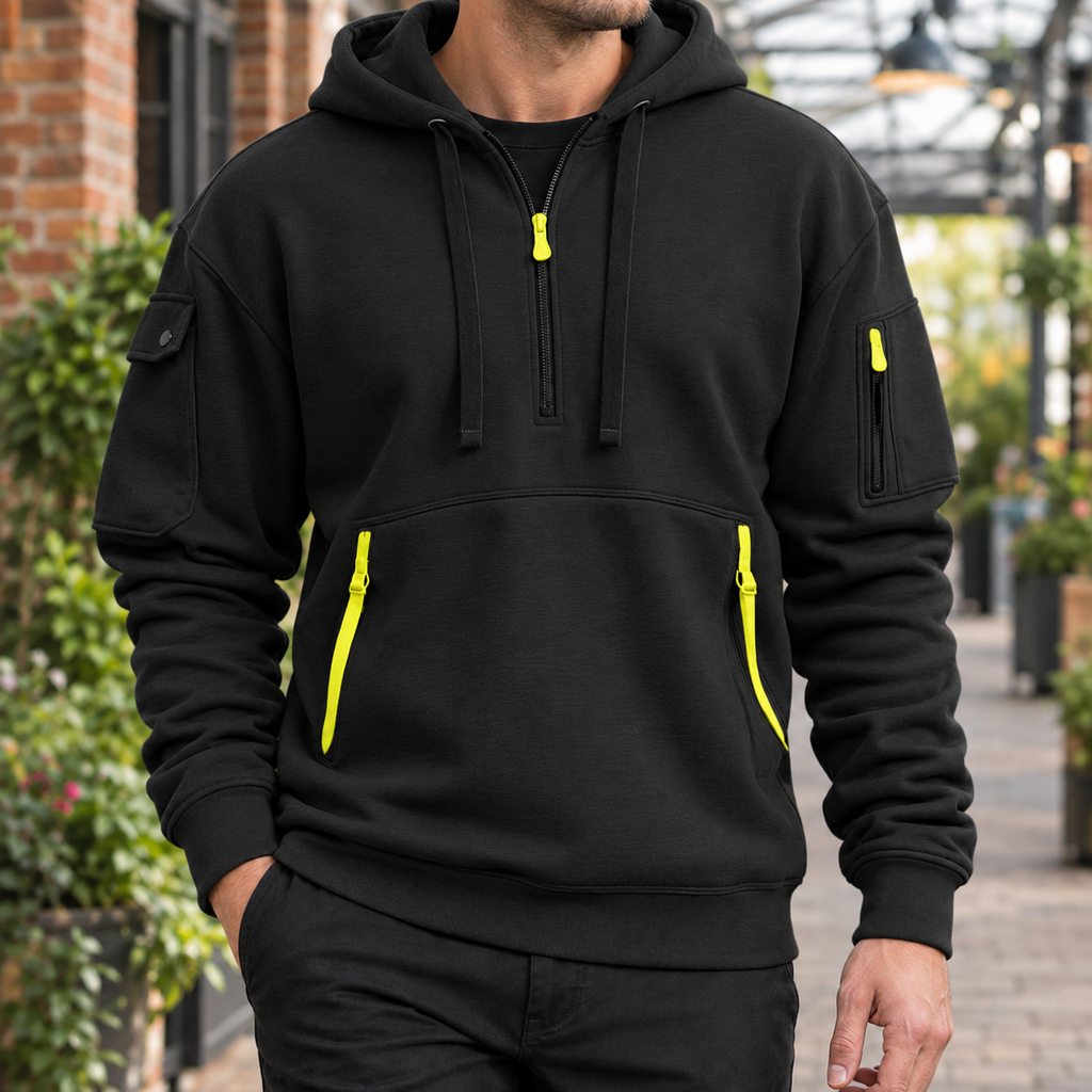 Men's Utility Half Zip Hoodie | Drawcord Hood, Zip Pockets, Everyday Layer product photo 4