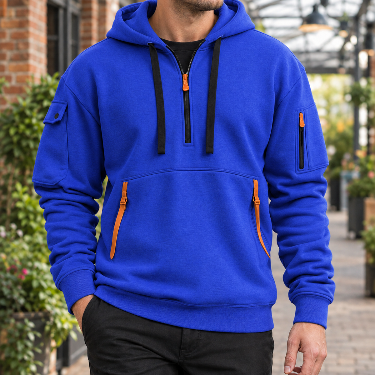 Men's Utility Half Zip Hoodie | Drawcord Hood, Zip Pockets, Everyday Layer product photo 6