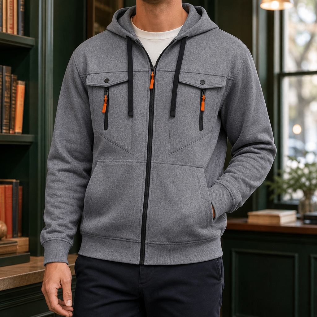 Men's Utility Zip Hoodie | Drawcord Hood, Four Pocket Front, Everyday Layer product photo 1