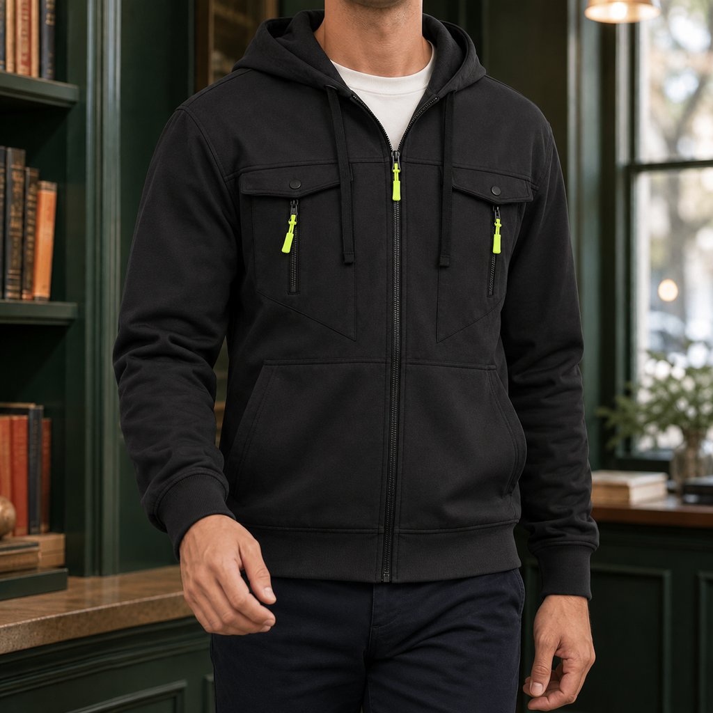 Men's Utility Zip Hoodie | Drawcord Hood, Four Pocket Front, Everyday Layer product photo 6