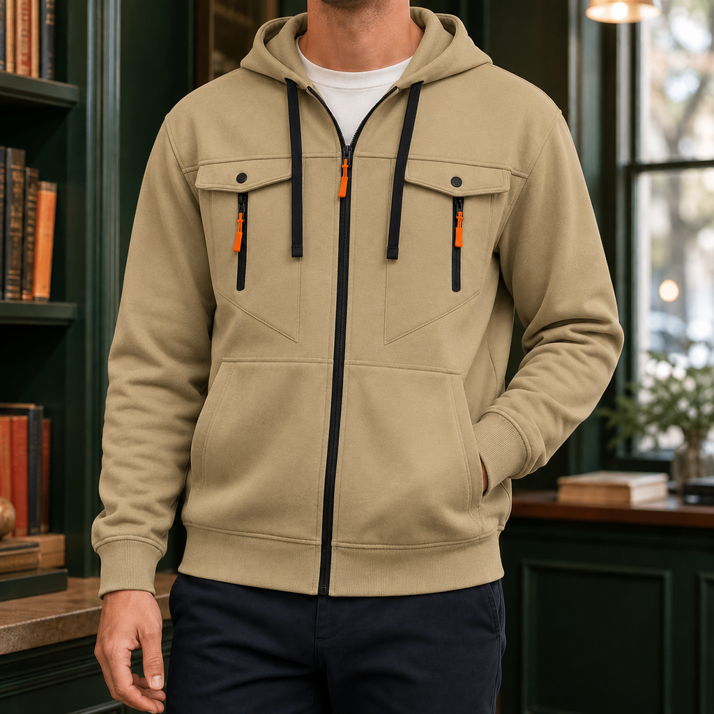 Men's Utility Zip Hoodie | Drawcord Hood, Four Pocket Front, Everyday Layer product photo 7